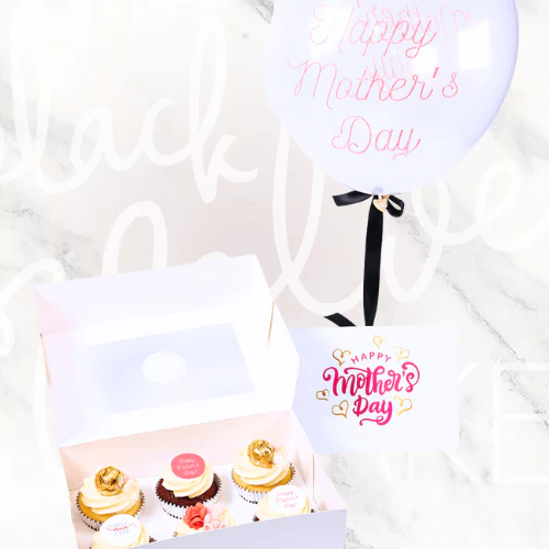 Mother's Day Cupcake Gift Pack (6 Cupcakes, Balloon, Card) - Image 3