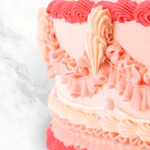 Pretty Pink Heart Vintage Cake - Image 3