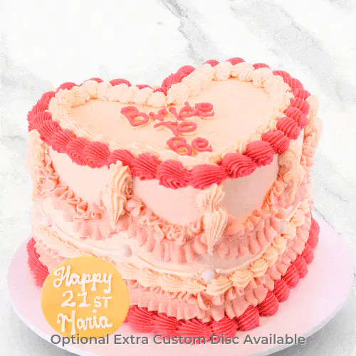 Pretty Pink Heart Vintage Cake - Image 5