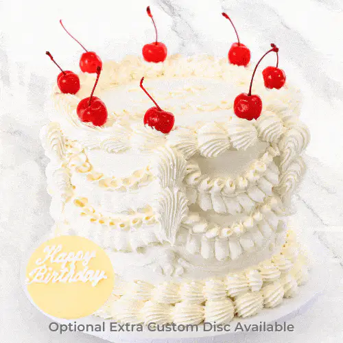 White Vintage Cherries Cake - Image 5